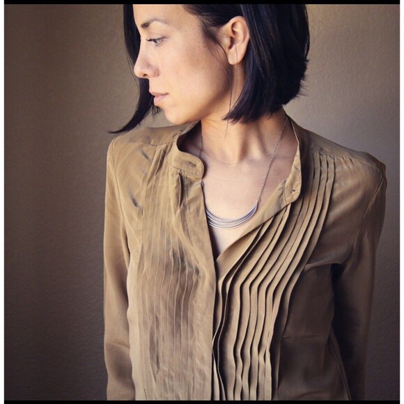 Sterling Silver Arc Boho Necklace Handmade Southwest Chic Unique Design - Picture 1 of 7